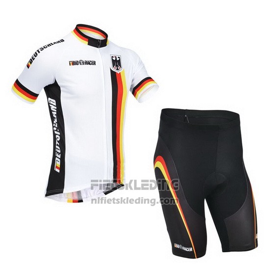 2013 Fietskleding Duitsland Wit en Zwart Korte Mouwen en Koersbroek